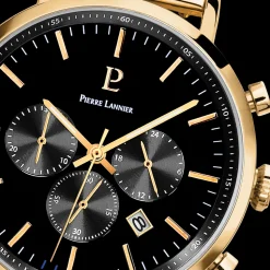 Montre Homme BARON Cadran Noir Bracelet Acier milanais Doré