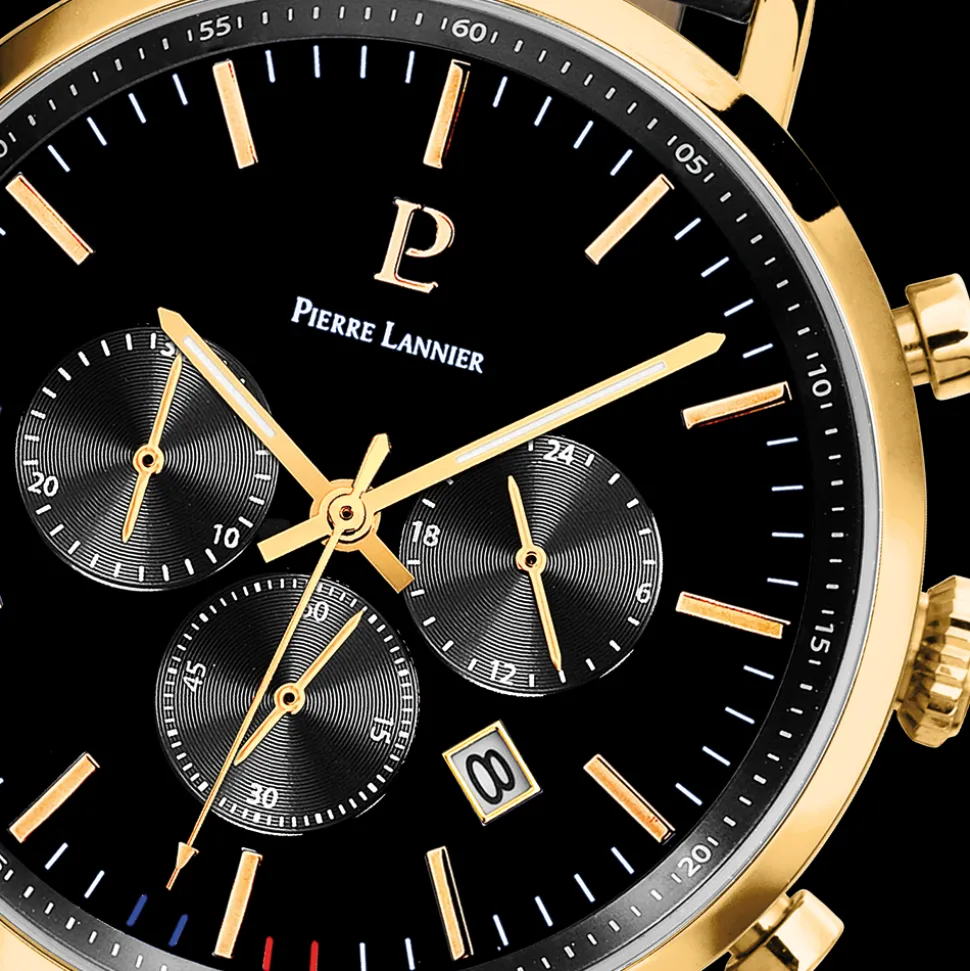 Montre Homme BARON Cadran Noir Bracelet Cuir Noir