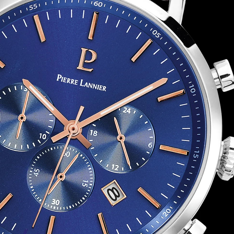 Montre Homme BARON Cadran Bleu Bracelet Cuir Brun