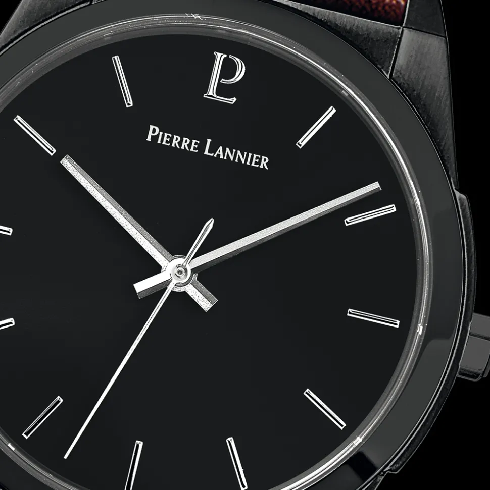 Montre Homme CANDIDE Cadran Noir Bracelet Cuir Brun