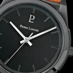 Montre Homme CANDIDE Cadran Noir Bracelet Cuir Camel