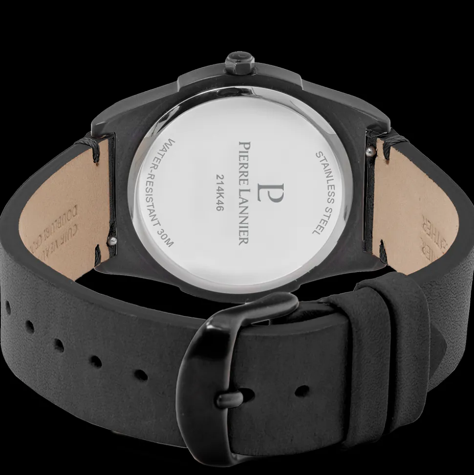 Montre Homme CANDIDE Cadran Bleu Bracelet Cuir Noir