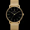 Montre Homme CITYLINE Cadran Noir Bracelet Acier milanais Doré