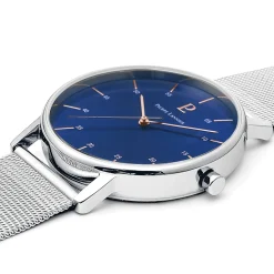 Montre Homme CITYLINE Cadran Bleu Bracelet Acier milanais Argenté