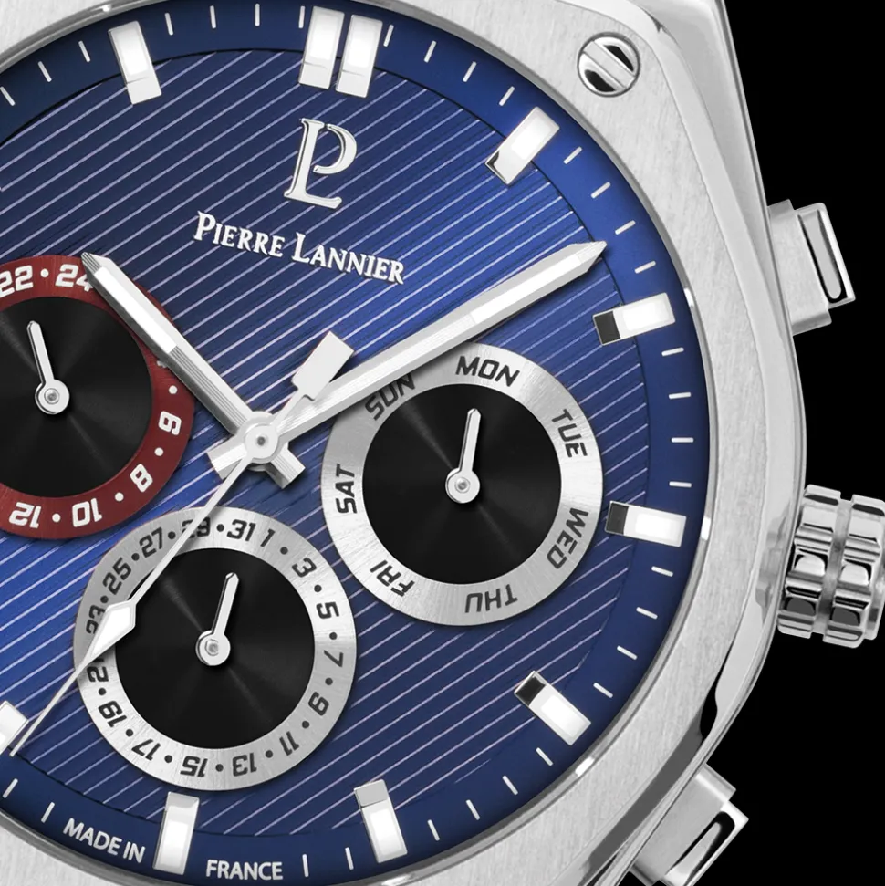 Montre Homme COPILOTE Argenté Cadran Bleu Bracelet Acier Argenté 24 MM