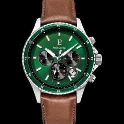 Montre Homme CRONOS Cadran Vert Bracelet Cuir  Brun