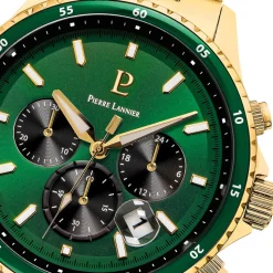 Montre Homme CRONOS Cadran Vert Bracelet Acier  Doré