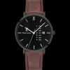 Montre Homme DATA Cadran Noir Bracelet Cuir  Brun