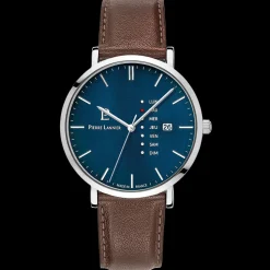 Montre Homme DATA Cadran Bleu Bracelet Cuir  Brun