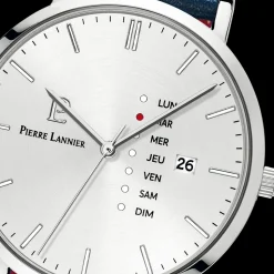 Montre Homme DATA Cadran Argenté Bracelet Cuir  Bleu