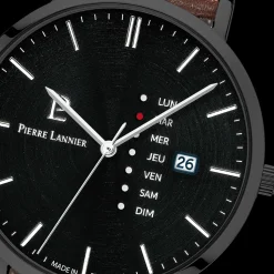 Montre Homme DATA Cadran Noir Bracelet Cuir  Brun