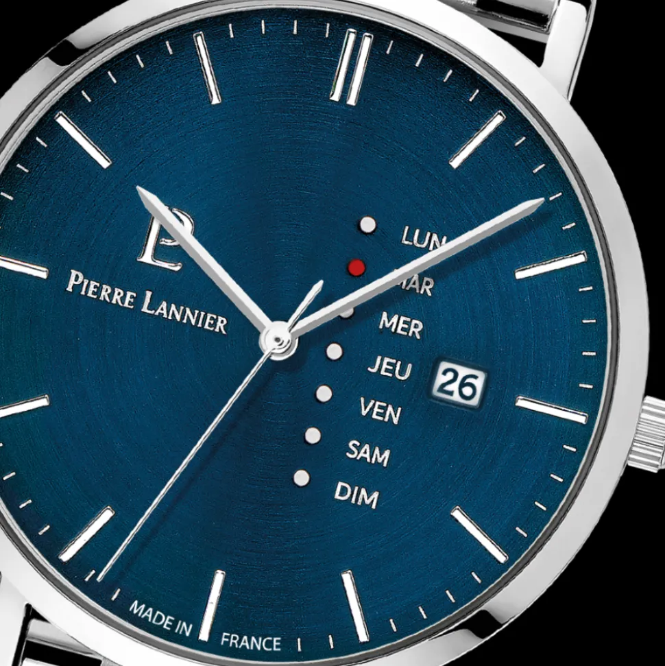 Montre Homme DATA Cadran Bleu Bracelet Acier Argenté