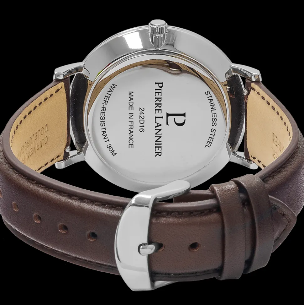 Montre Homme DATA Cadran Bleu Bracelet Cuir Brun