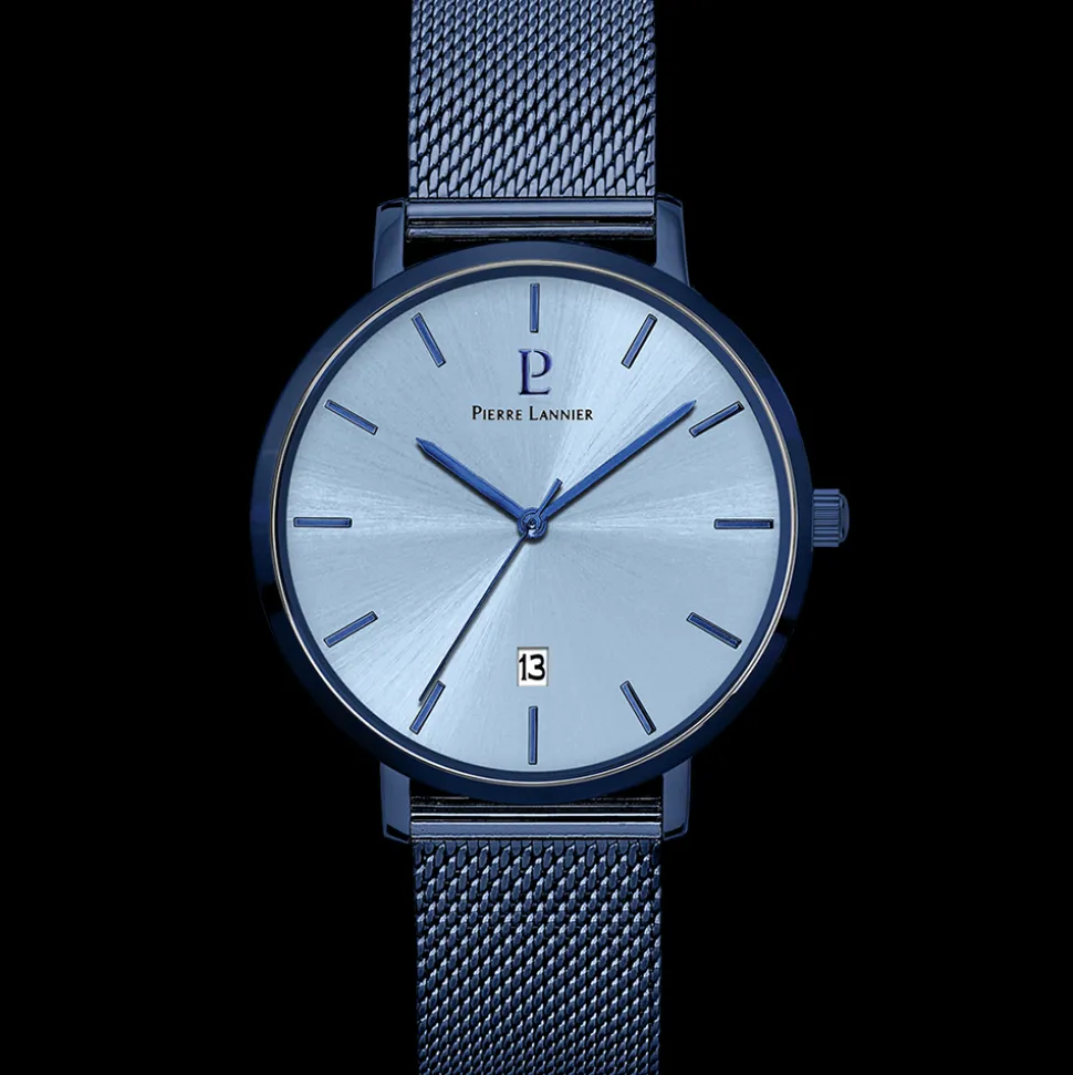 Montre Homme ECHO Cadran Bleu Bracelet Acier Milanais Bleu