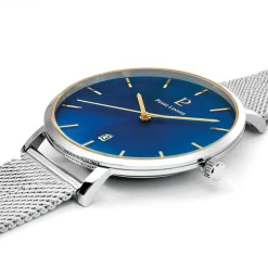 Montre Homme ECHO Cadran Bleu Bracelet Acier Milanais Argenté
