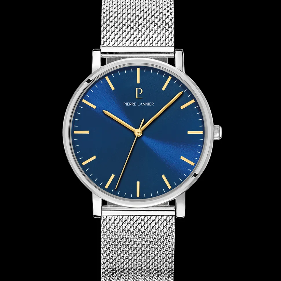 Montre Homme ESSENTIAL Argenté Cadran Bleu Bracelet Acier milanais Argenté 20 MM
