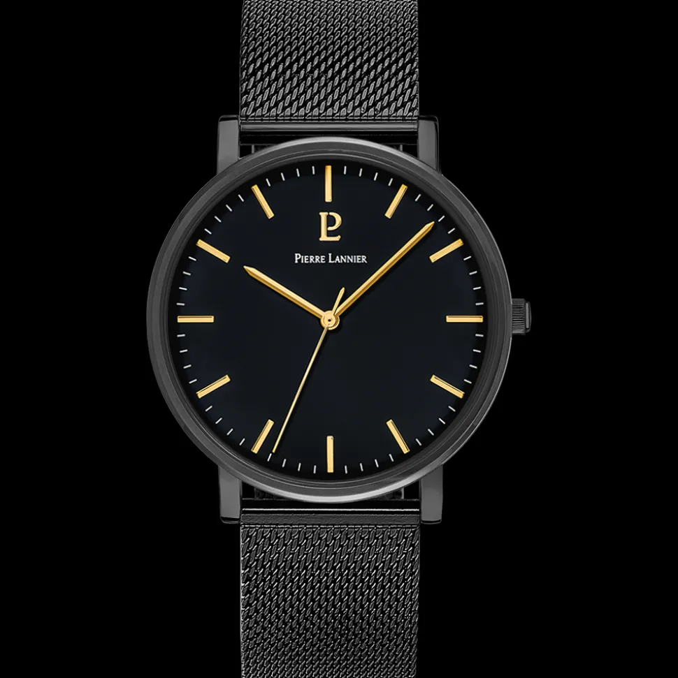 Montre Homme ESSENTIAL Cadran Noir Bracelet Acier milanais Noir