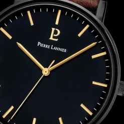 Montre Homme ESSENTIAL Cadran Noir Bracelet Cuir  Brun