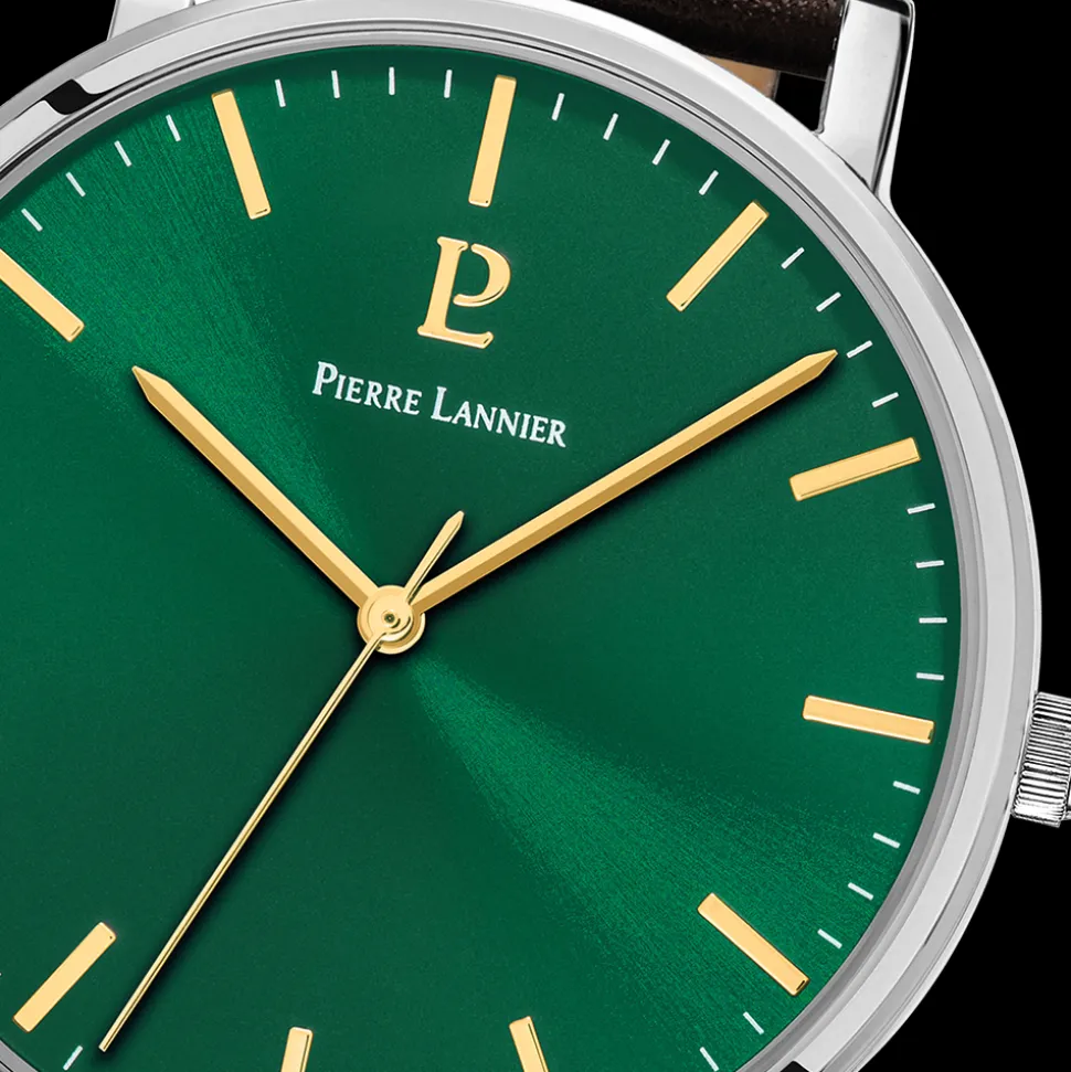 Montre Homme ESSENTIAL Cadran Vert Bracelet Cuir Brun