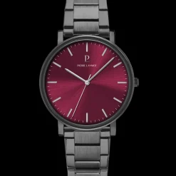 Montre Homme ESSENTIAL Gris Cadran Bordeaux Bracelet Acier Gris 20 MM