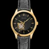 Montre Homme FLEURET Cadran Noir Bracelet Cuir Noir