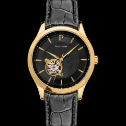 Montre Homme FLEURET Cadran Noir Bracelet Cuir Noir