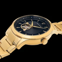 Montre Homme FLEURET Cadran Noir Bracelet Acier Doré