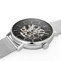Montre Homme GAIUS Cadran Noir Bracelet Acier milanais Argenté