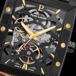 Montre Homme HECTOR Cadran Noir Bracelet Cuir  Brun