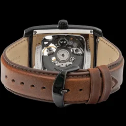 Montre Homme HECTOR Cadran Noir Bracelet Cuir  Brun