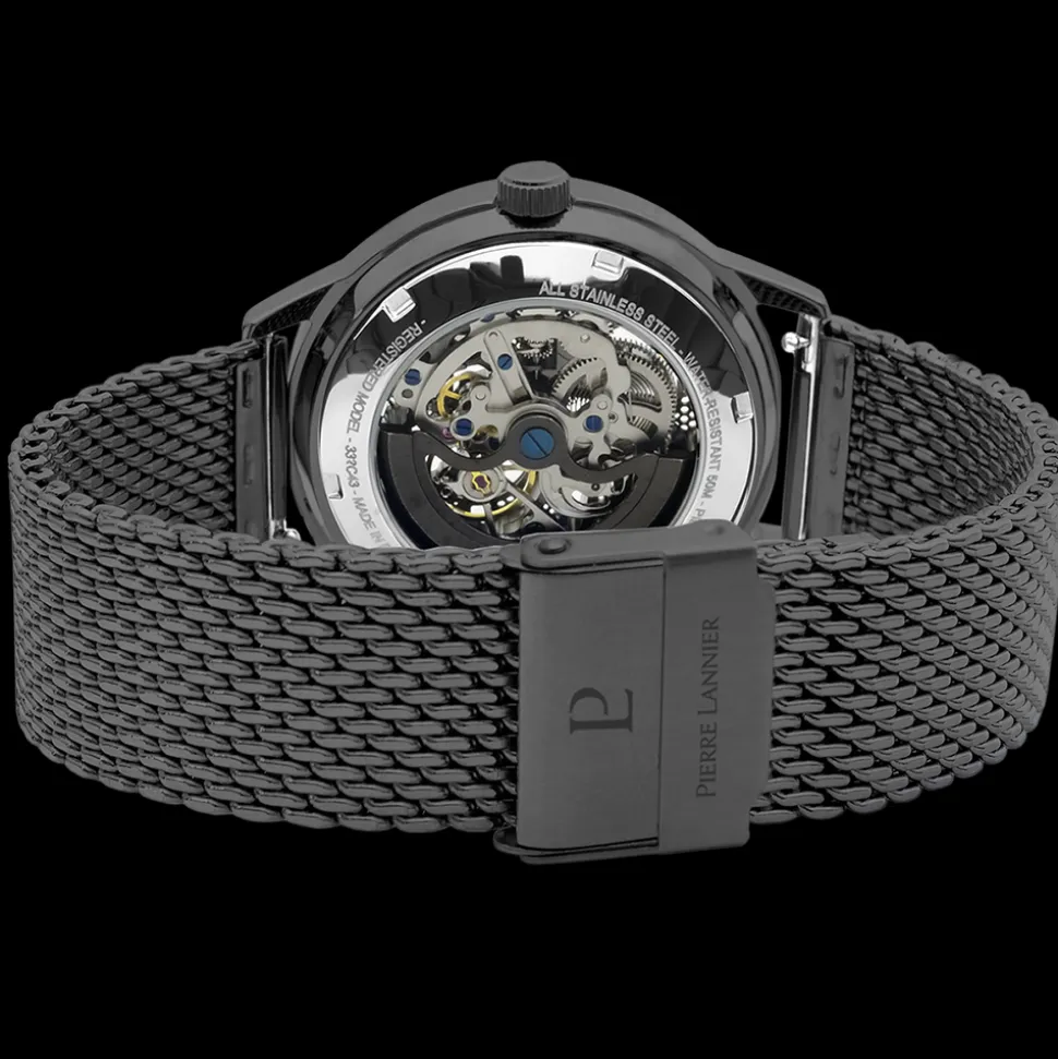 Montre Homme IMPACT Cadran Rouge Bracelet Acier milanais Noir