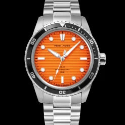 Montre Homme INTI Argenté Cadran Orange Bracelet Acier Argenté 22 MM