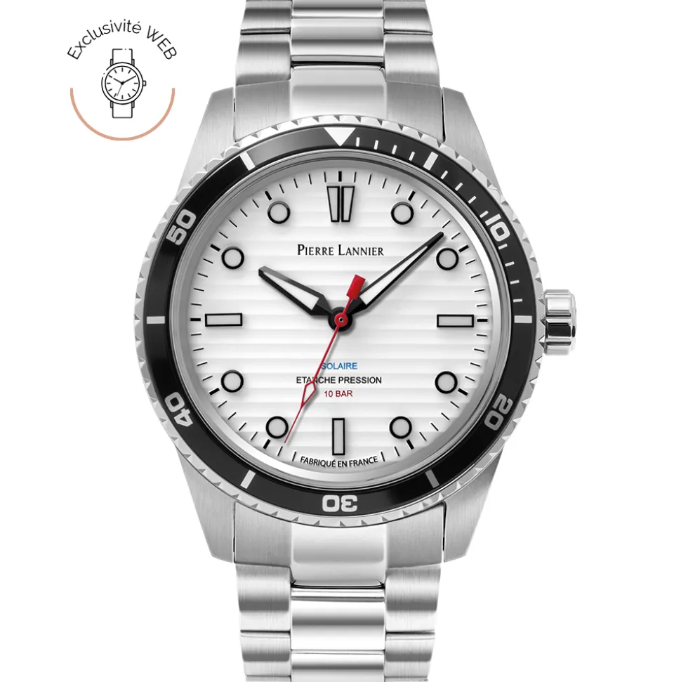 Montre Homme INTI Argenté Cadran Blanc Bracelet Acier Argenté 22 MM