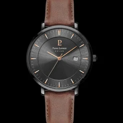 Montre Homme INTI Cadran Noir Bracelet Cuir Brun