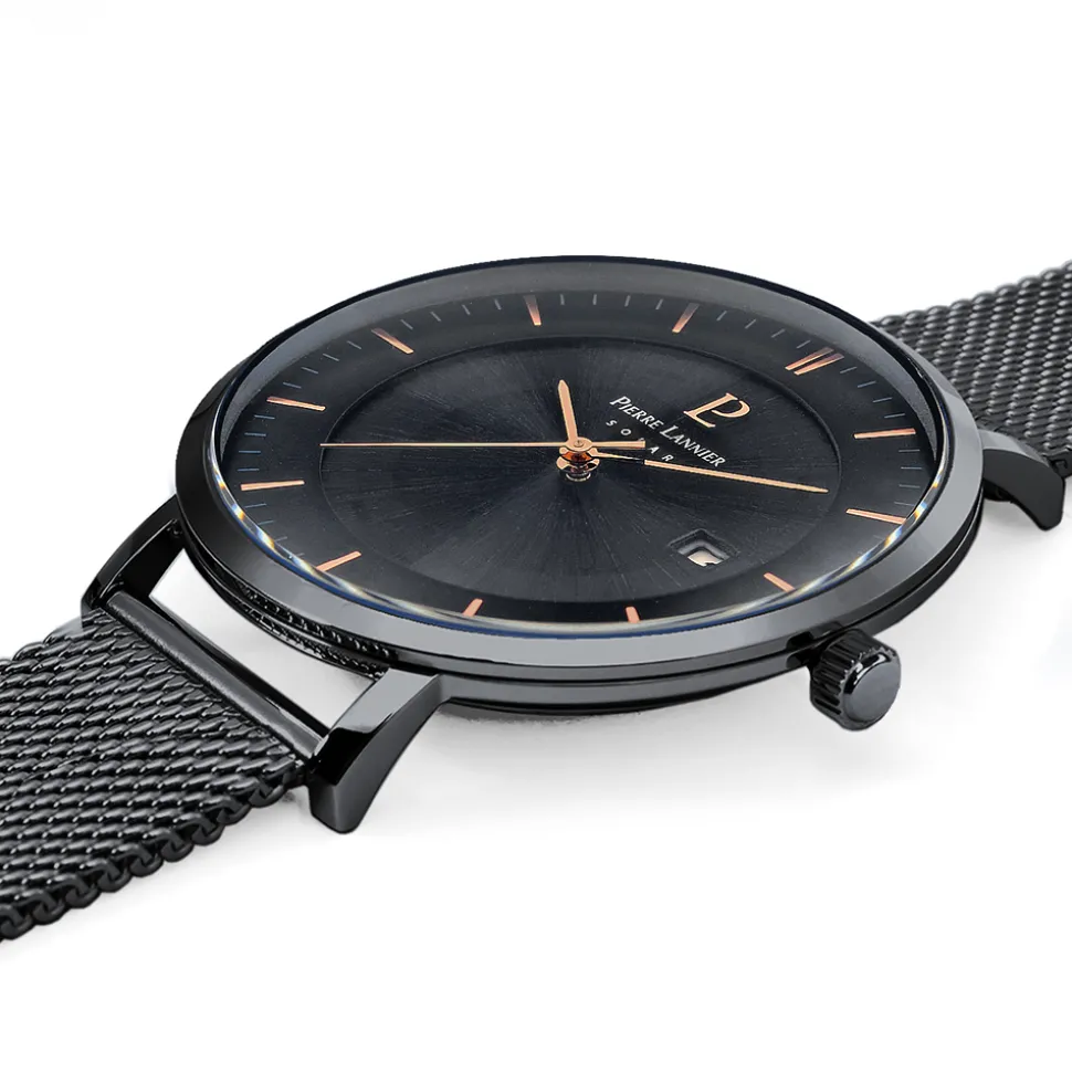 Montre Homme INTI Cadran Noir Bracelet Acier milanais Noir