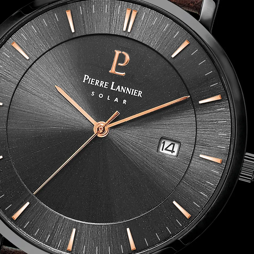 Montre Homme INTI Cadran Noir Bracelet Cuir Brun