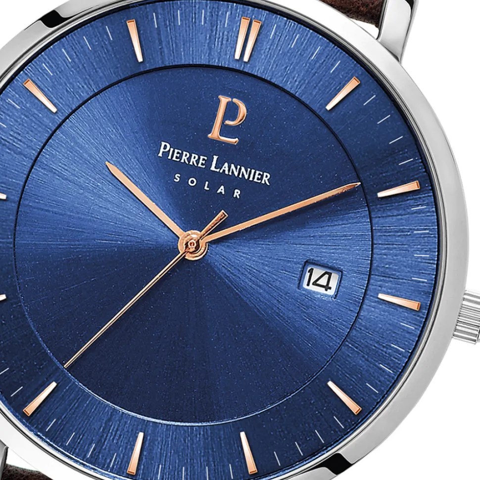 Montre Homme INTI Cadran Bleu Bracelet Cuir Brun