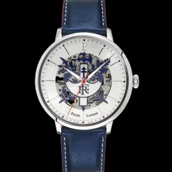 Montre Homme ÉLYSÉE Cadran Argenté Bracelet Cuir Bleu