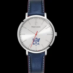 Montre Homme ÉLYSÉE Cadran Argenté Bracelet Cuir Bleu