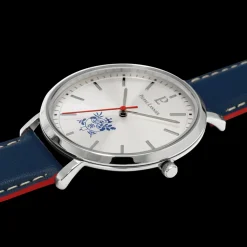 Montre Homme ÉLYSÉE Cadran Argenté Bracelet Cuir  Bleu