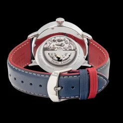 Montre Homme ÉLYSÉE Cadran Argenté Bracelet Cuir  Bleu