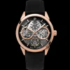 Montre Homme MONARCK Doré-rose Cadran Noir Bracelet Cuir Noir 22 MM
