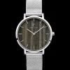 Montre Homme NATURE Cadran Noir Bracelet Acier milanais Argenté