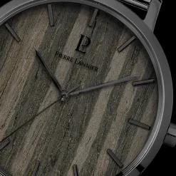 Montre Homme NATURE Cadran Noir Bracelet Acier milanais Gris