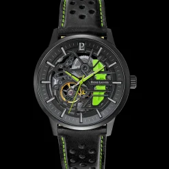 Montre Homme PADDOCK Cadran Noir Bracelet Cuir  Noir