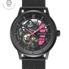 Montre Homme PADDOCK Cadran Noir Bracelet Acier milanais Noir
