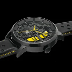 Montre Homme PADDOCK Cadran Noir Bracelet Cuir Perforé Noir