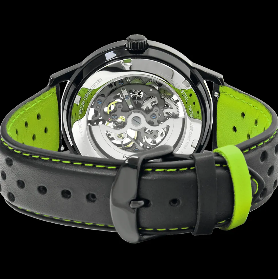 Montre Homme PADDOCK Cadran Noir Bracelet Cuir Noir
