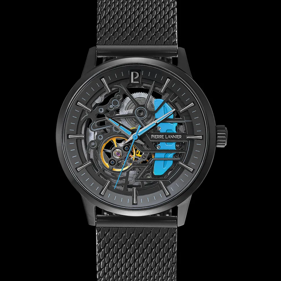Montre Homme PADDOCK Noir Cadran Noir Bracelet Acier milanais Noir 22 MM