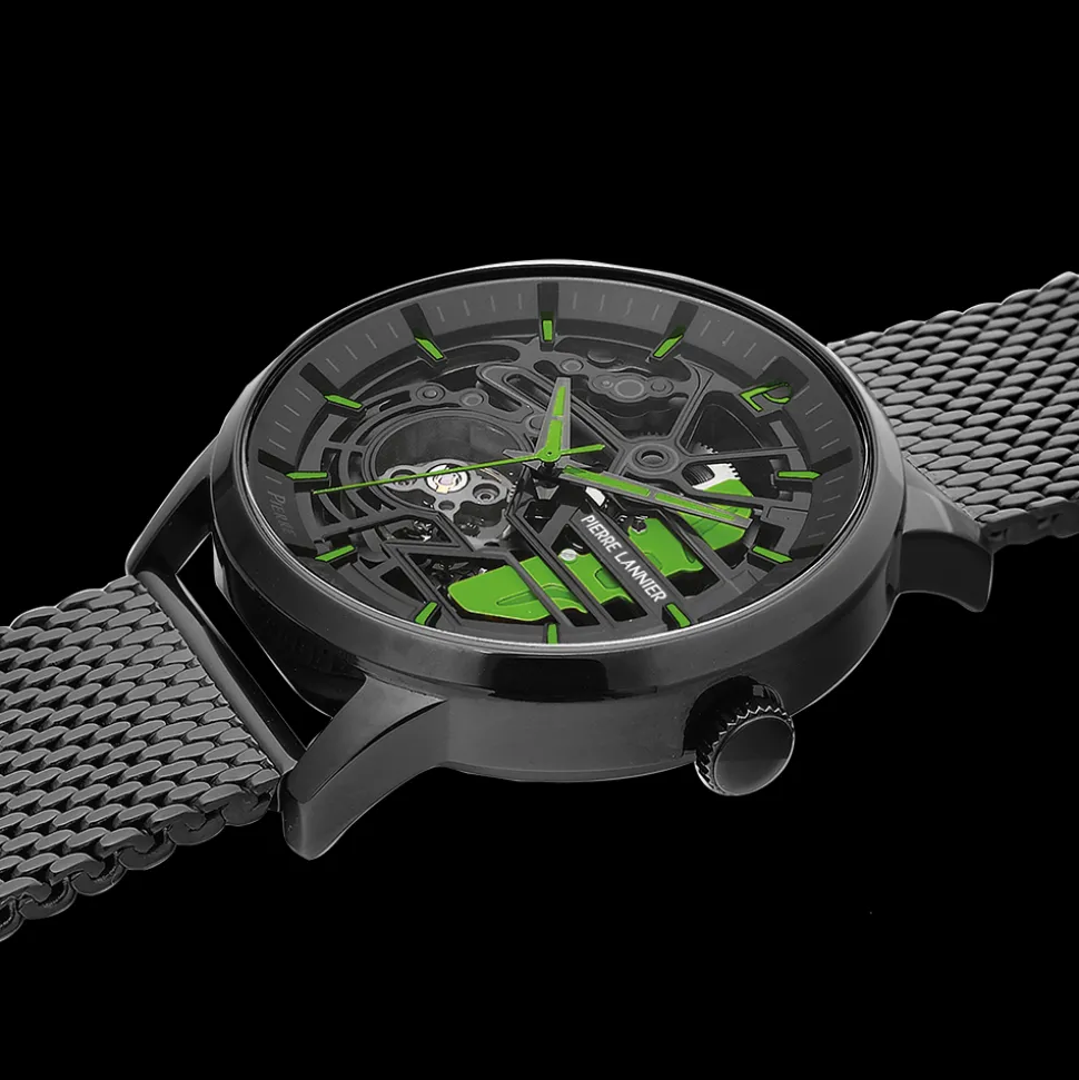 Montre Homme PADDOCK Noir Cadran Noir Bracelet Acier milanais Noir 22 MM